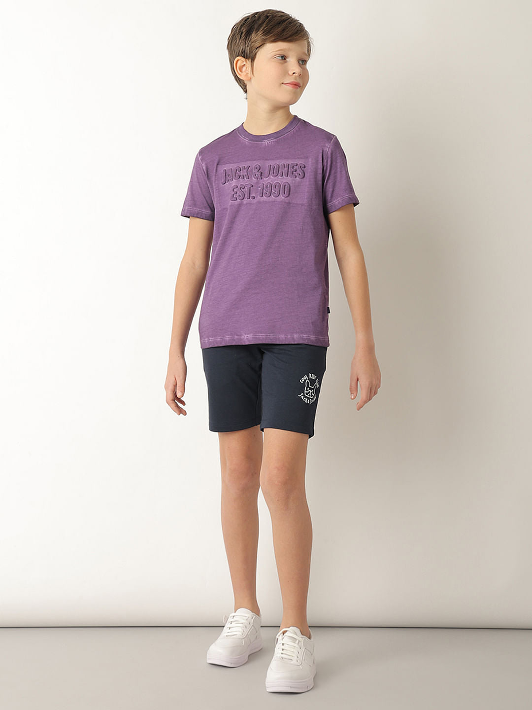 Boys Purple Logo Print T-shirt