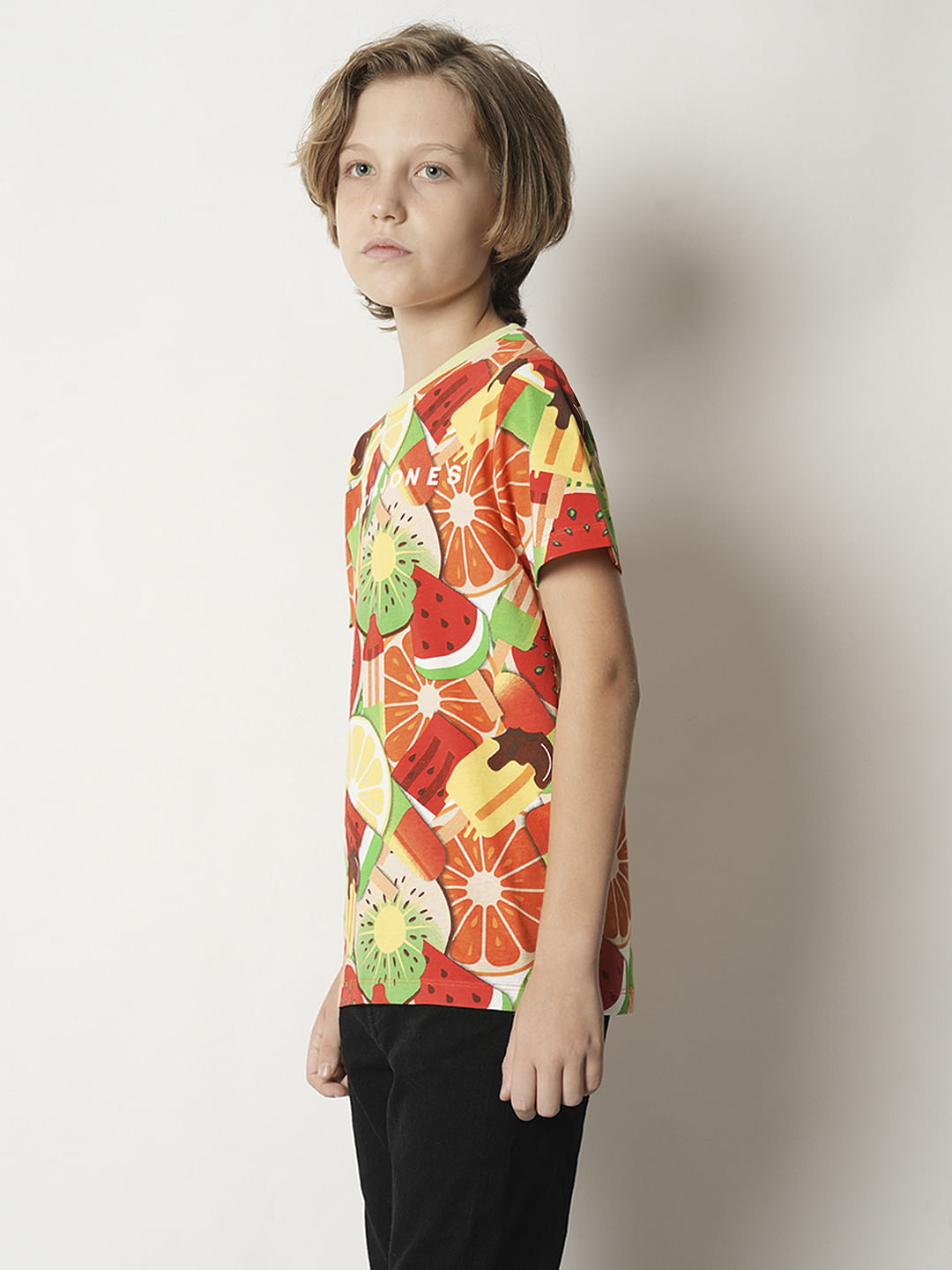 Boys Orange Fruit Blast Print T-shirt