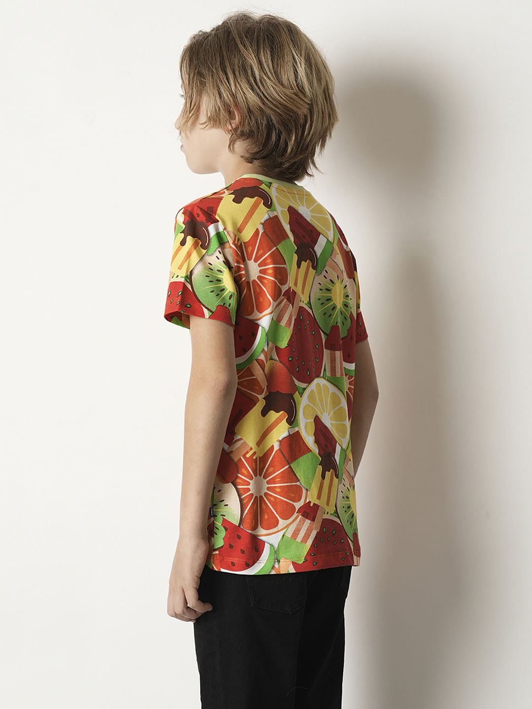 Boys Orange Fruit Blast Print T-shirt