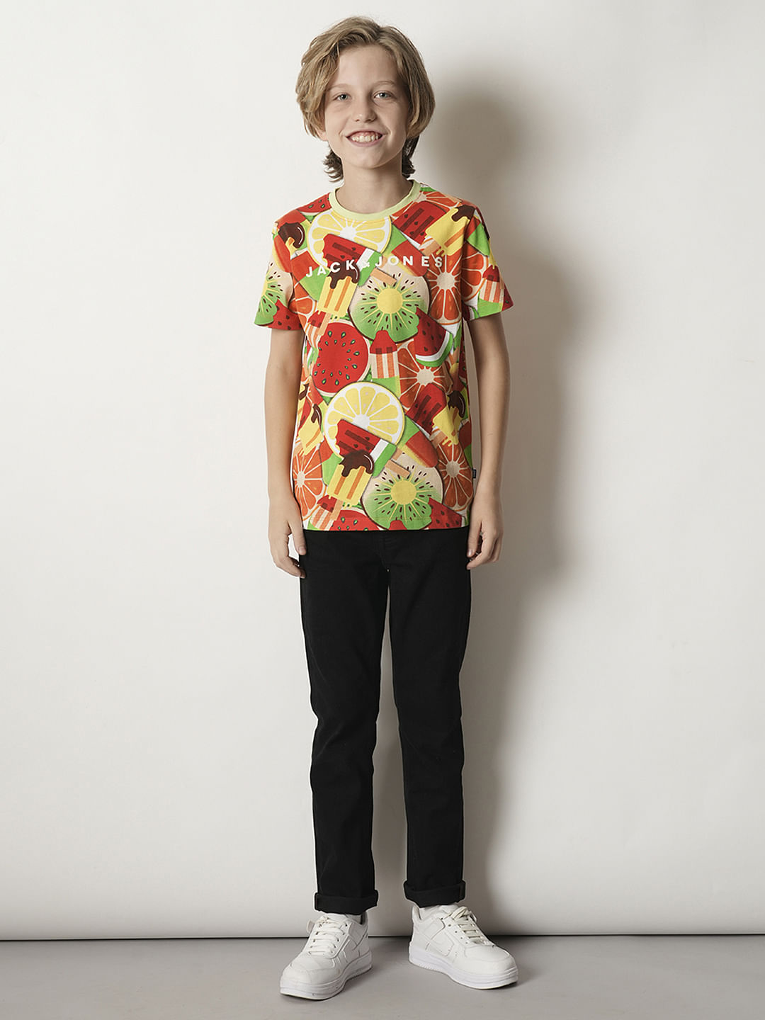 Boys Orange Fruit Blast Print T-shirt