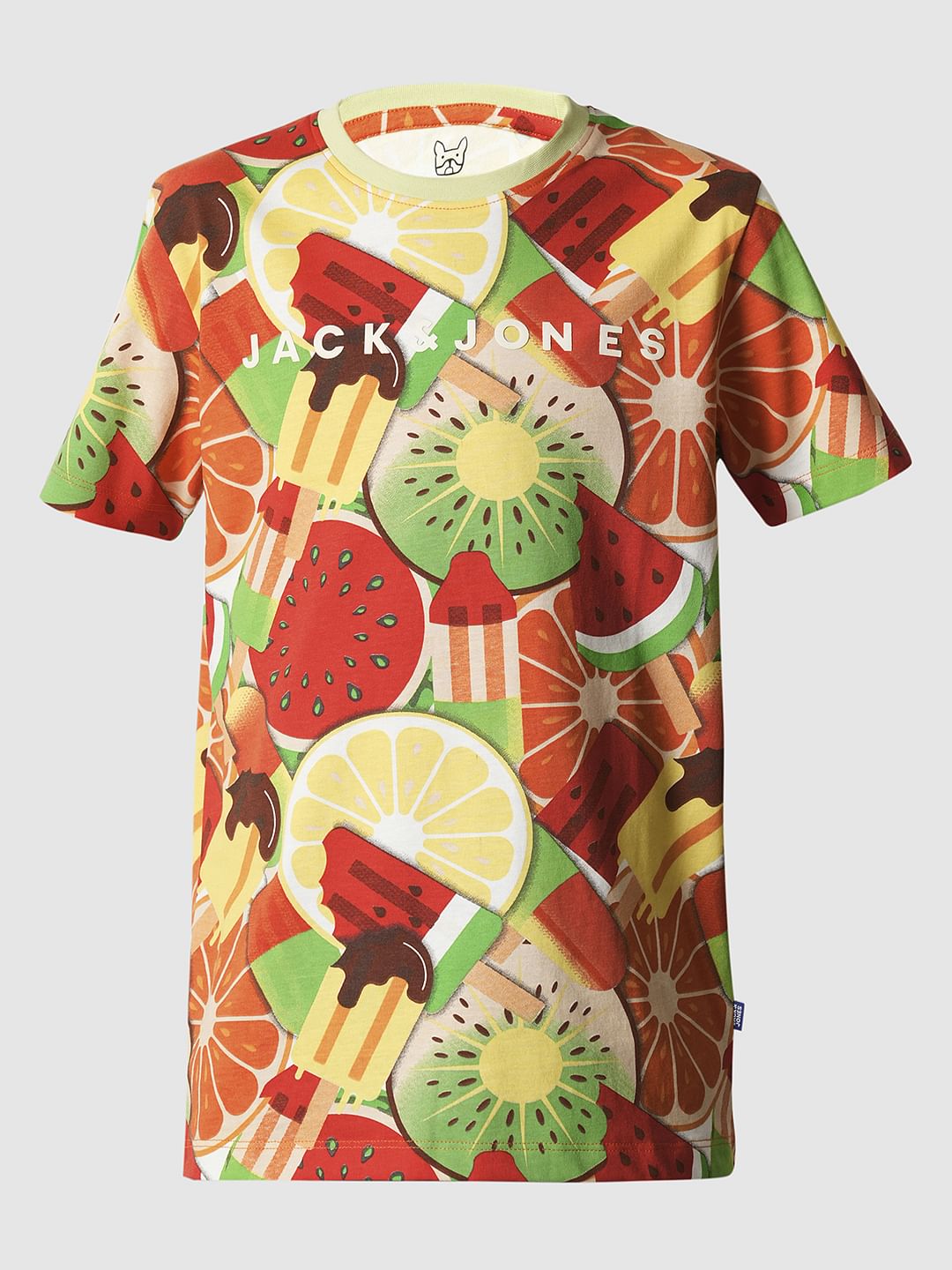 Boys Orange Fruit Blast Print T-shirt