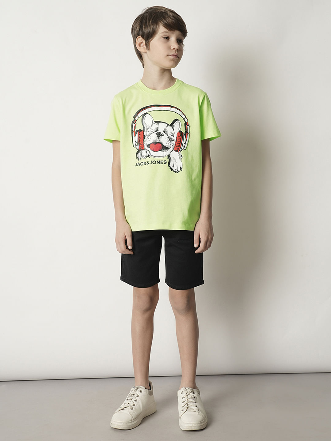 Boys Green Graphic Print Crew Neck T-shirt