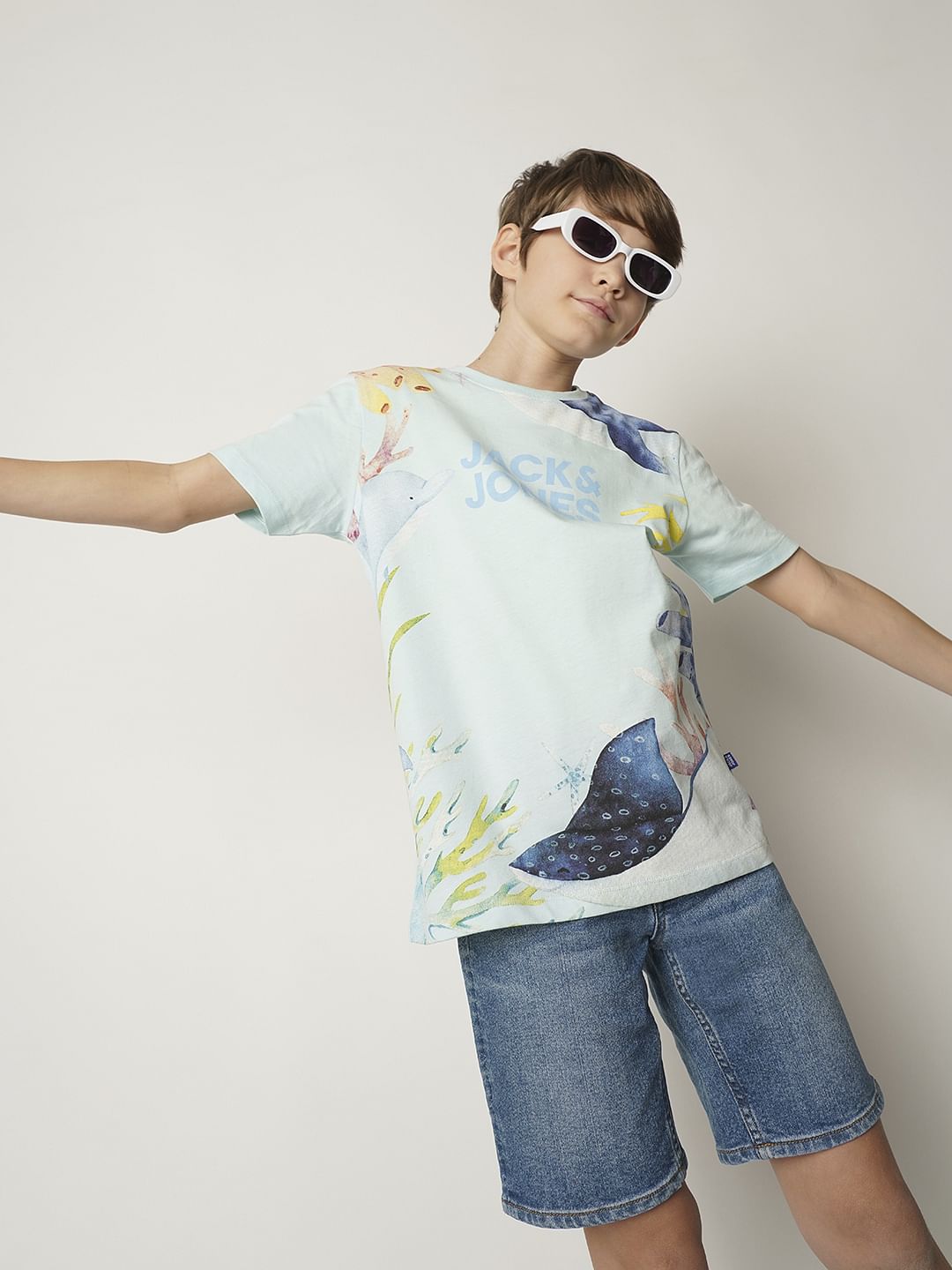 Boys Blue Underwater Print T-shirt