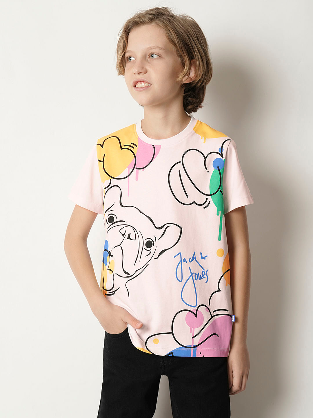 Boys Pink Graphic Print T-shirt