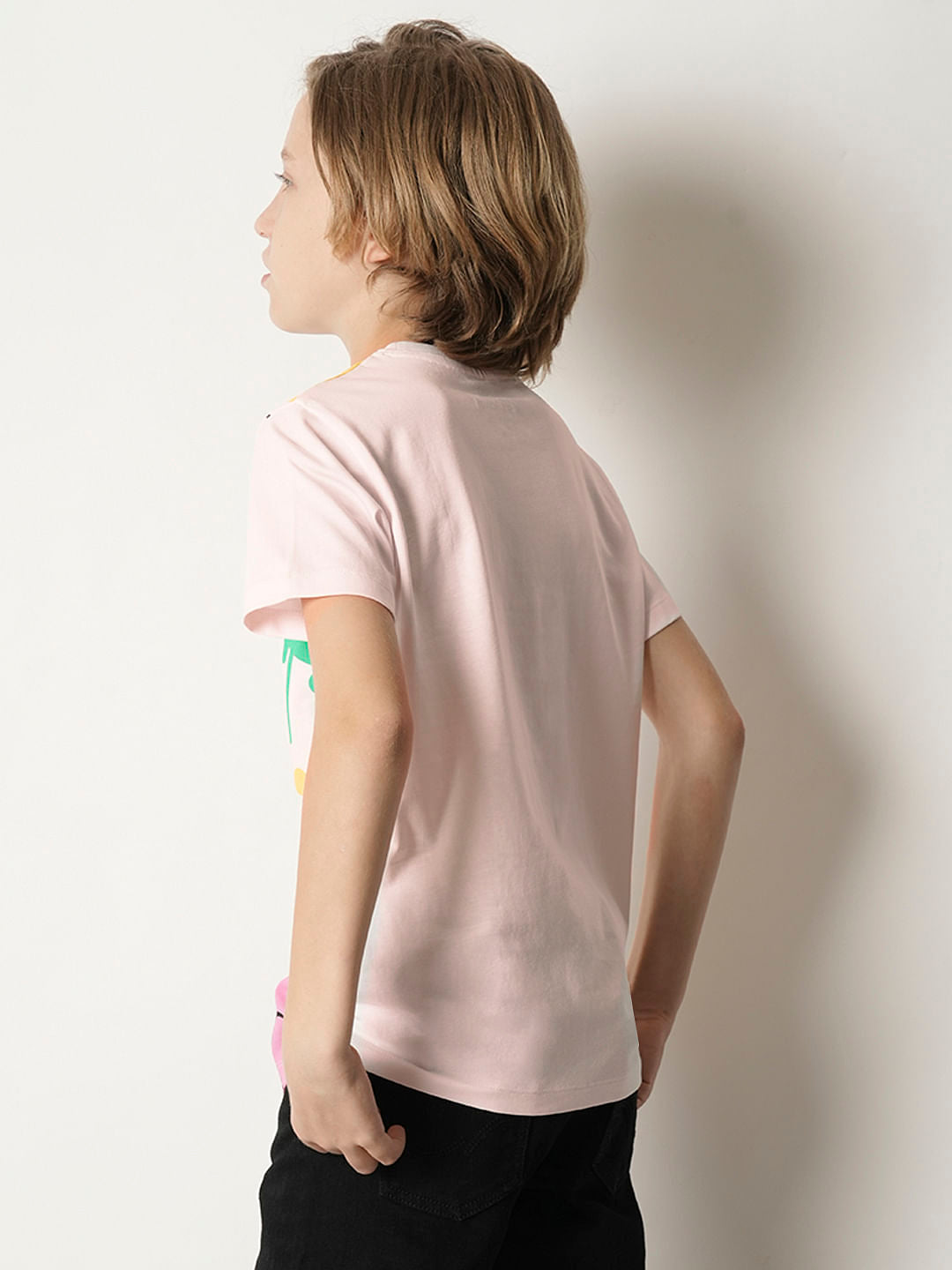 Boys Pink Graphic Print T-shirt