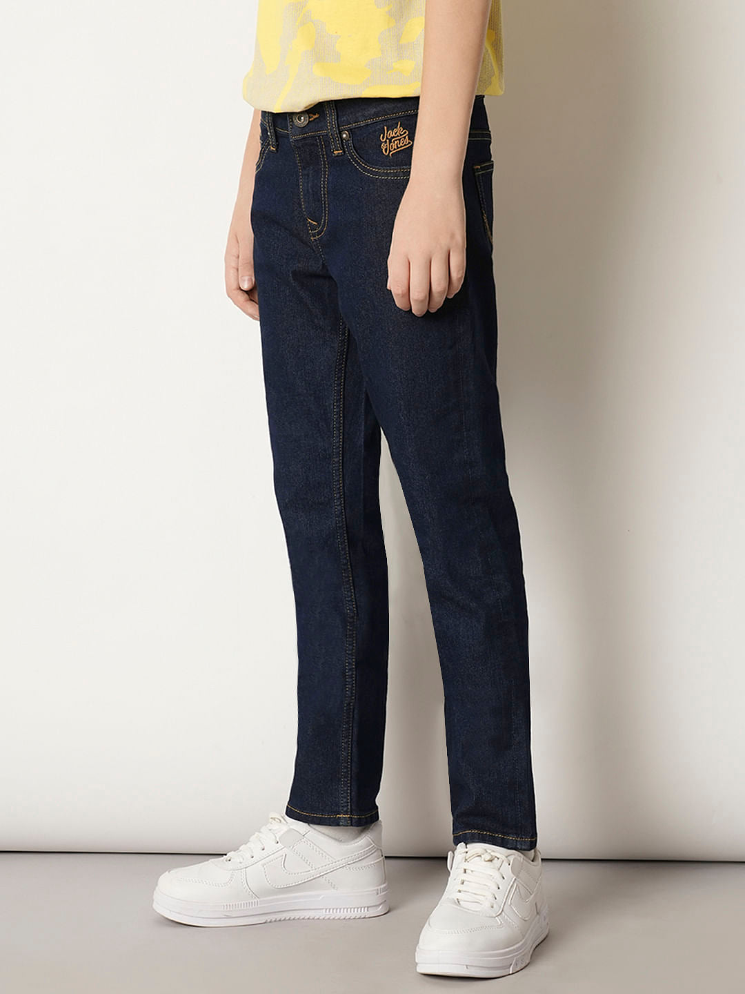 Boys Dark Blue Mid Rise Clark Regular Fit Jeans