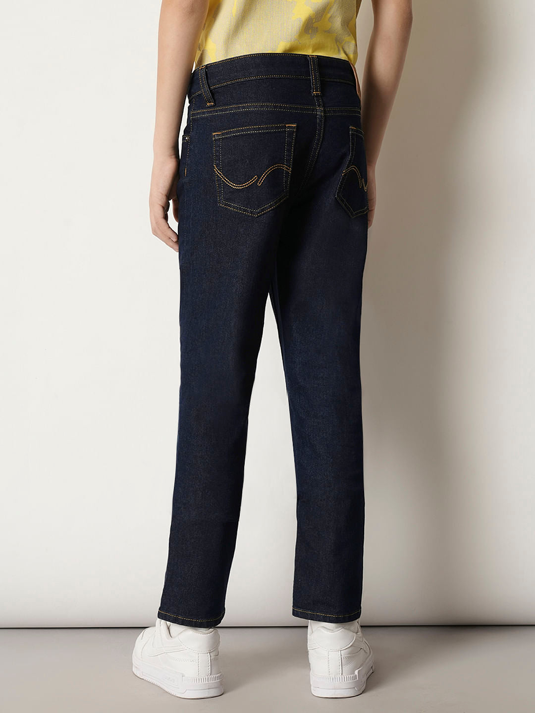 Boys Dark Blue Mid Rise Clark Regular Fit Jeans