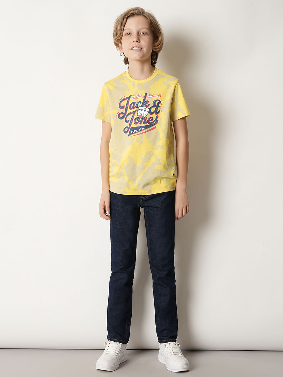 Boys Dark Blue Mid Rise Clark Regular Fit Jeans