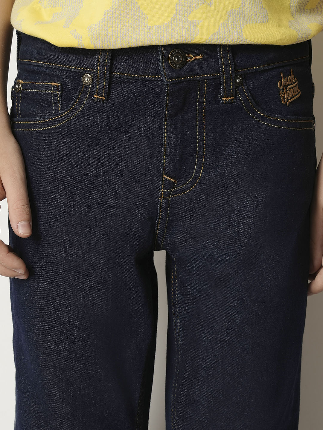 Boys Dark Blue Mid Rise Clark Regular Fit Jeans