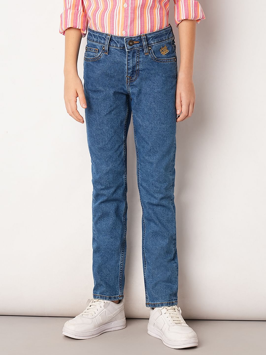 Blue Washed Regular Fit Jeans