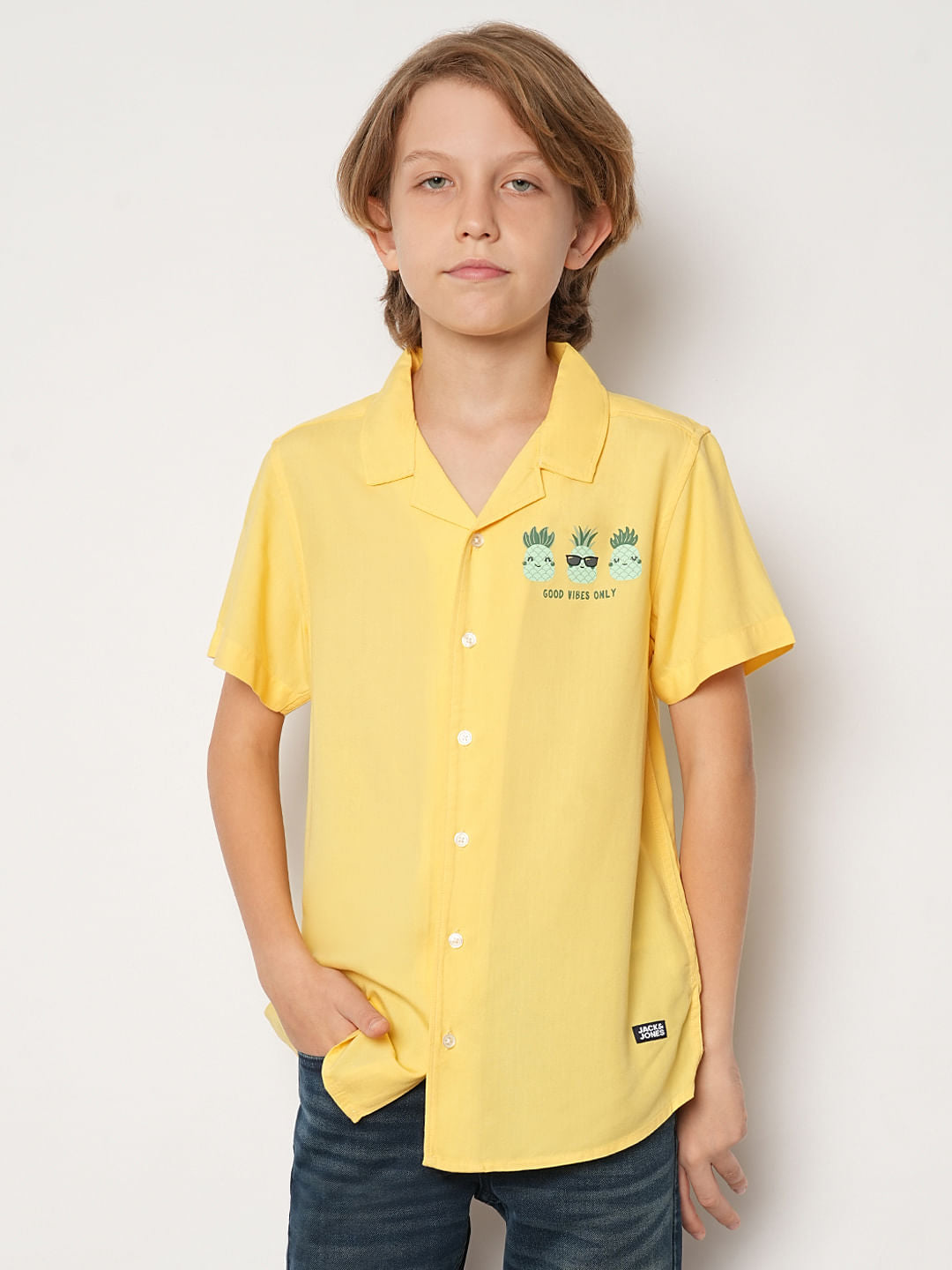Boys Yellow Pineapple Print Shirt