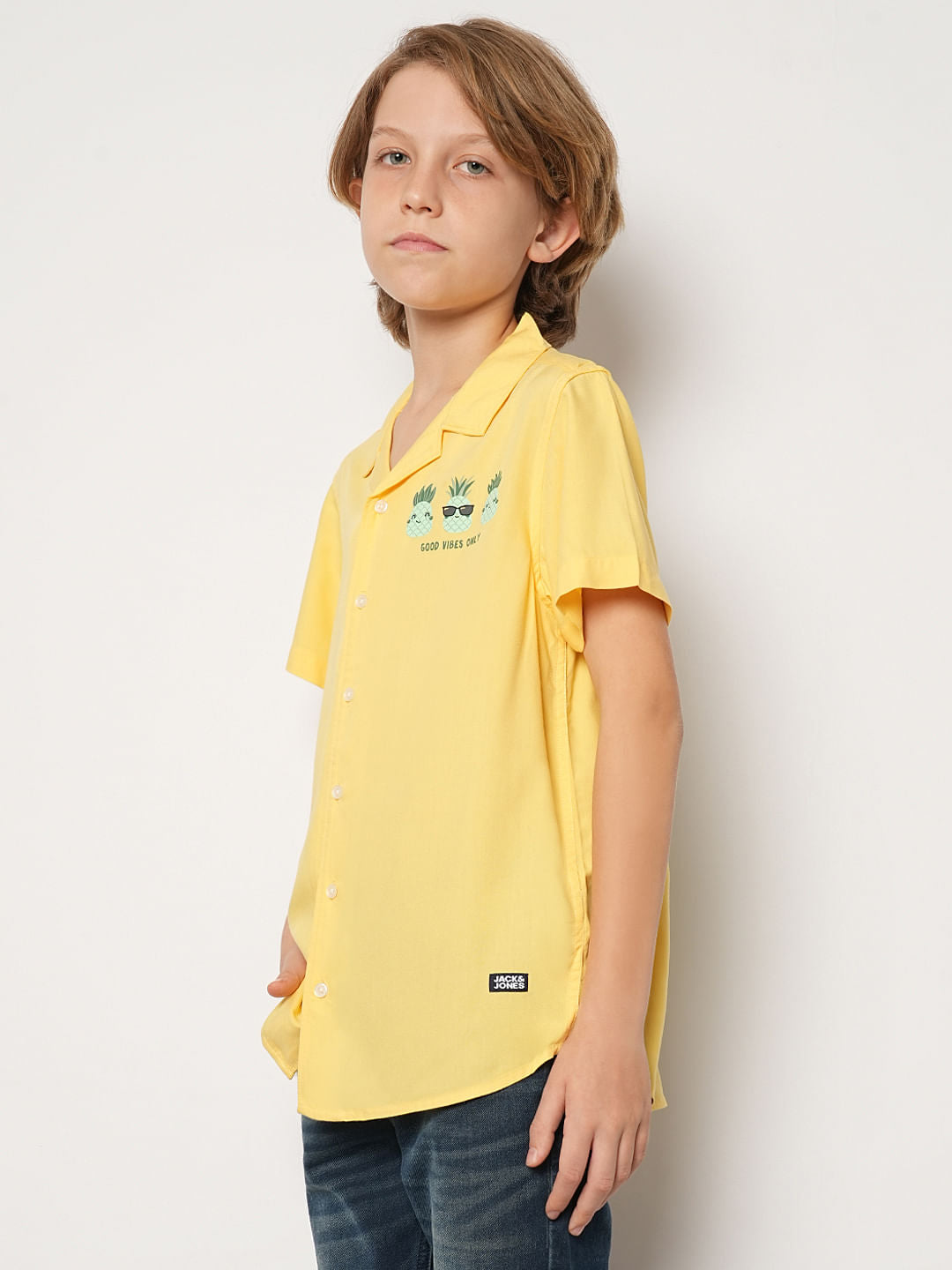 Boys Yellow Pineapple Print Shirt