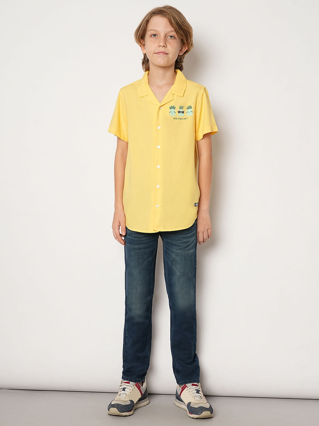 Boys Yellow Pineapple Print Shirt