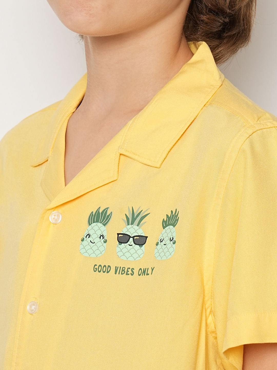Boys Yellow Pineapple Print Shirt