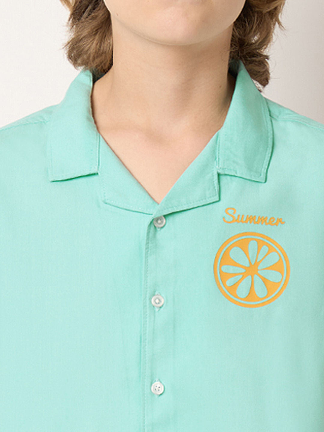 Boys Blue Travel Stamp Short Sleeves Shirt