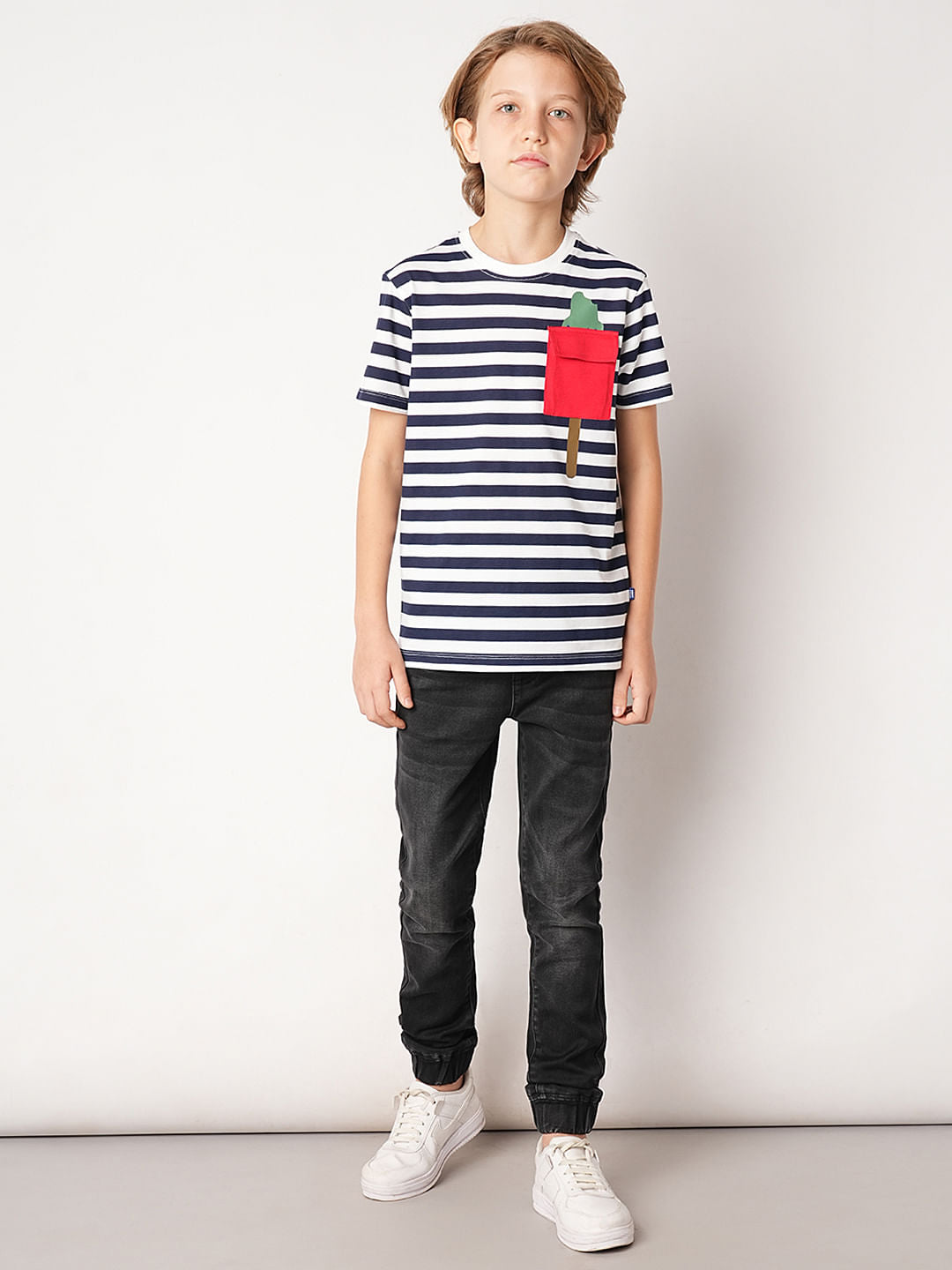 Navy Blue Striped T-shirt