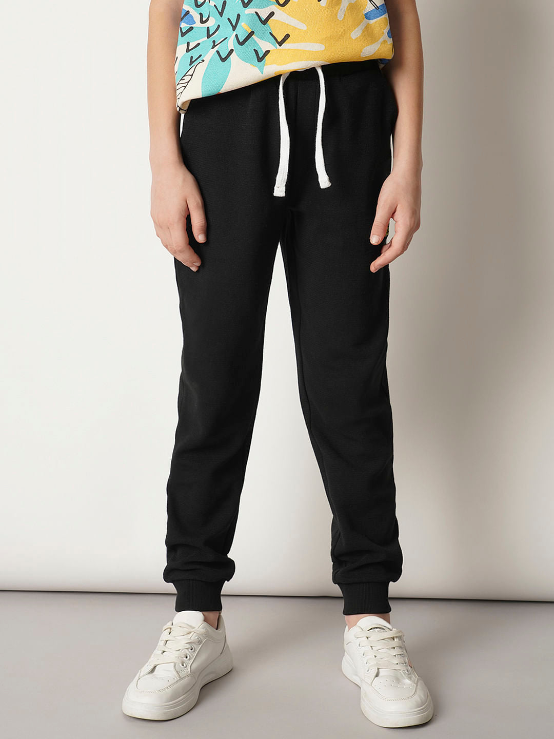 Boys Black Cotton Sweatpants