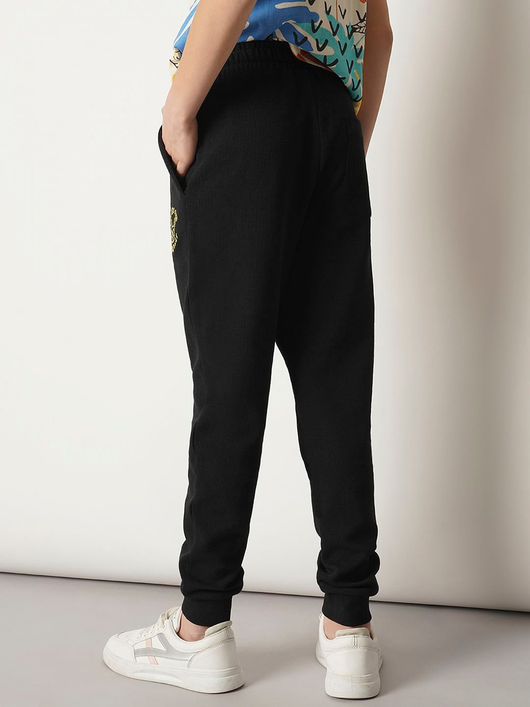 Boys Black Cotton Sweatpants