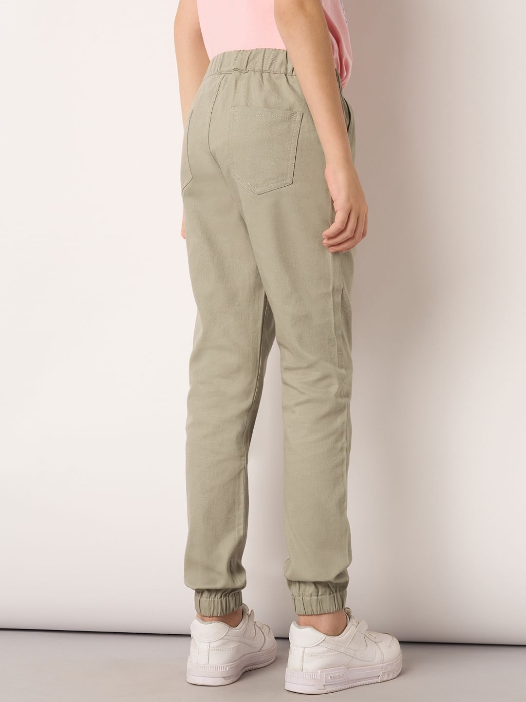 Boys Khaki Mid Rise Jogger Pants