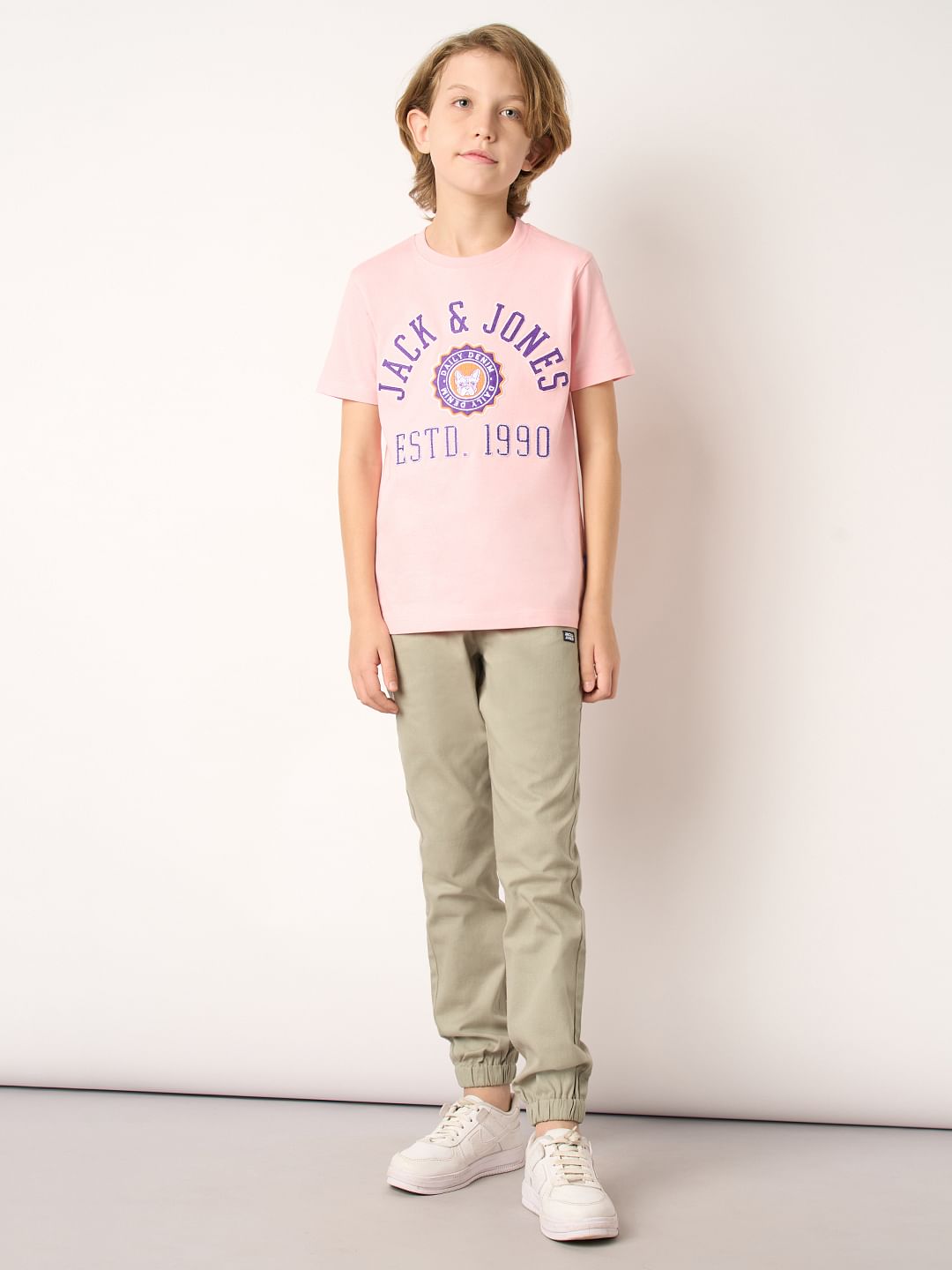 Boys Khaki Mid Rise Jogger Pants