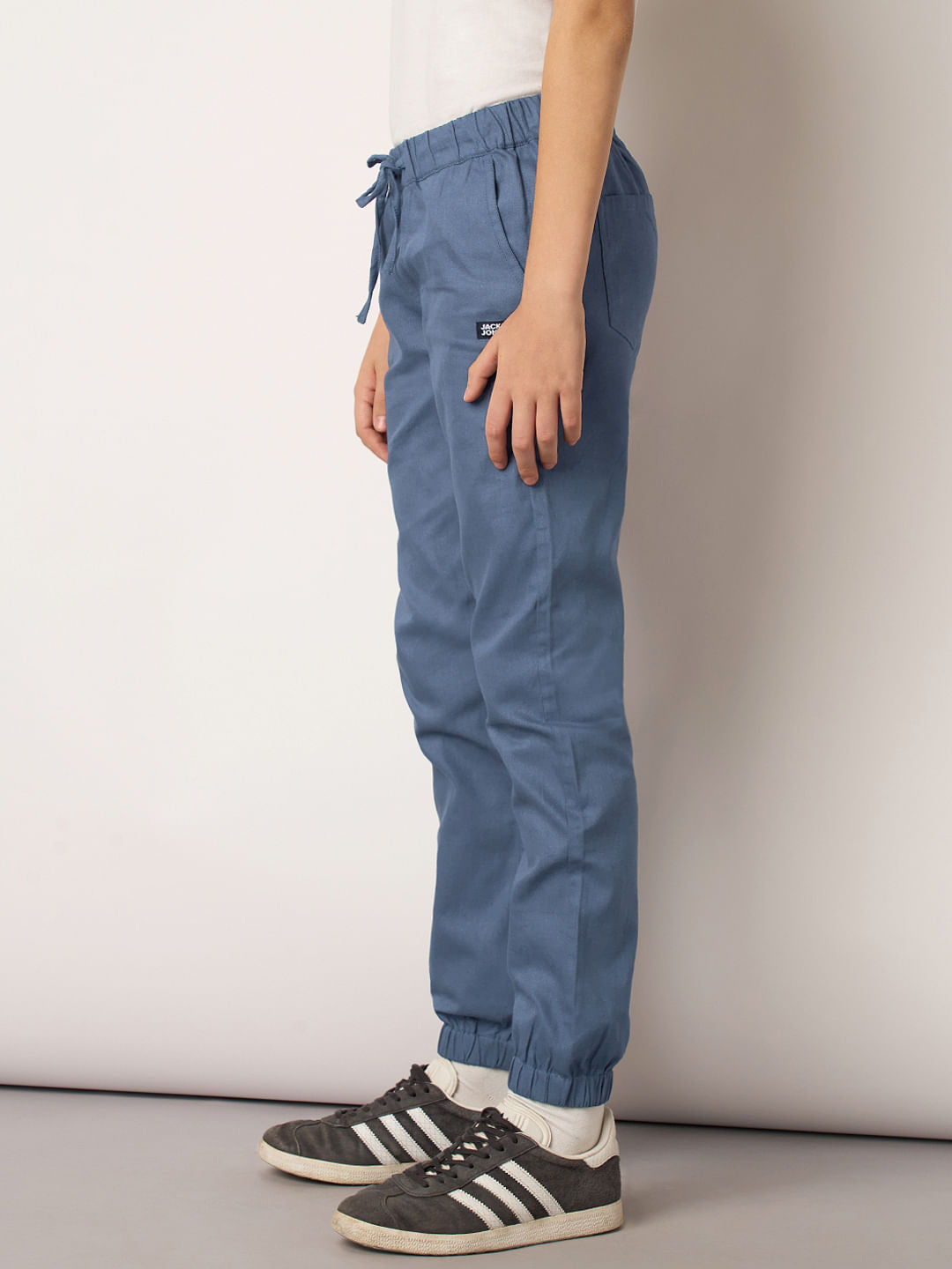 Boys Blue Mid Rise Jogger Pants