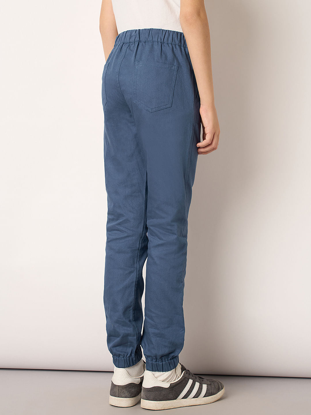 Boys Blue Mid Rise Jogger Pants