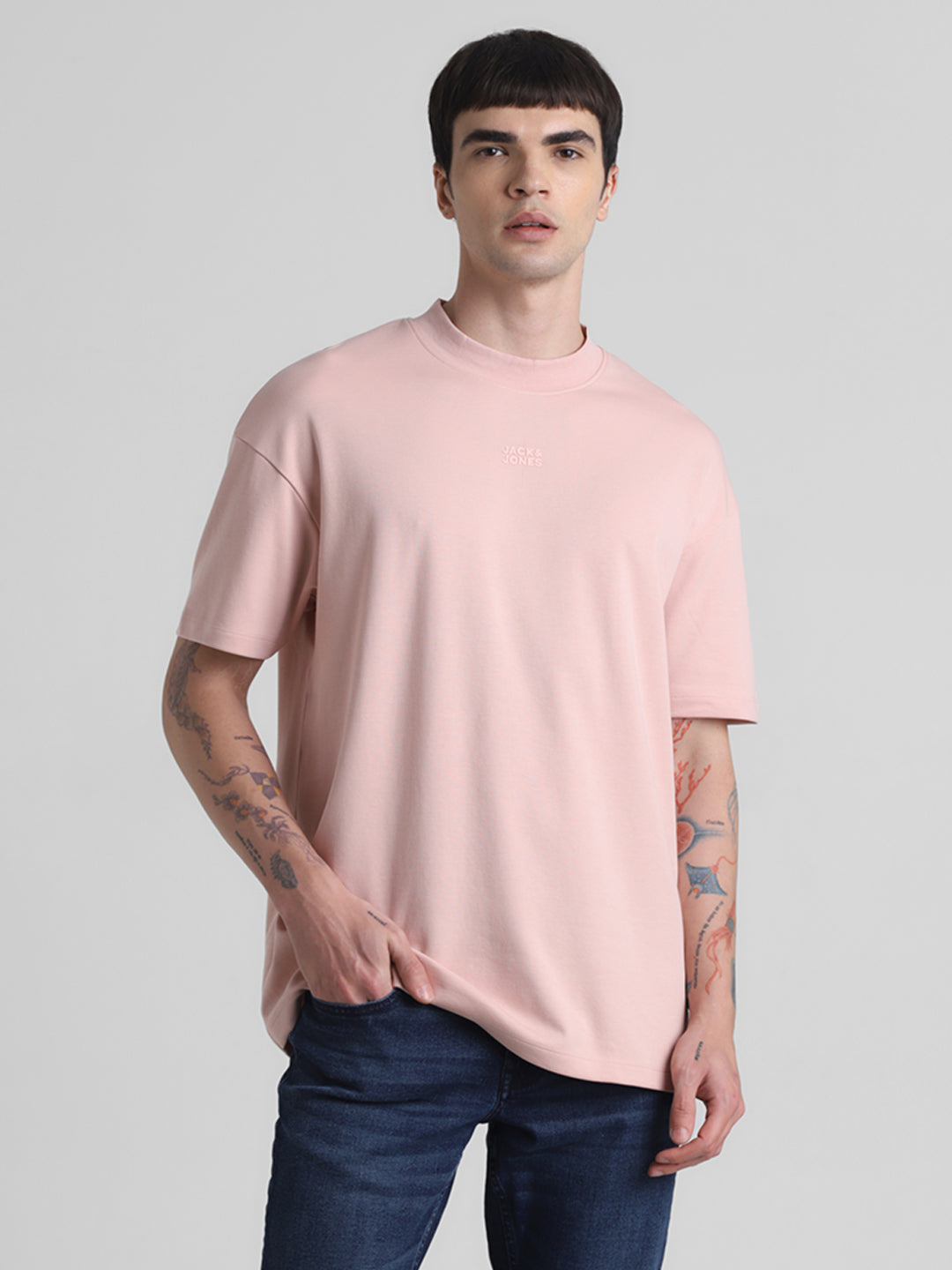 Pink Boxy Fit Crew Neck T-shirt