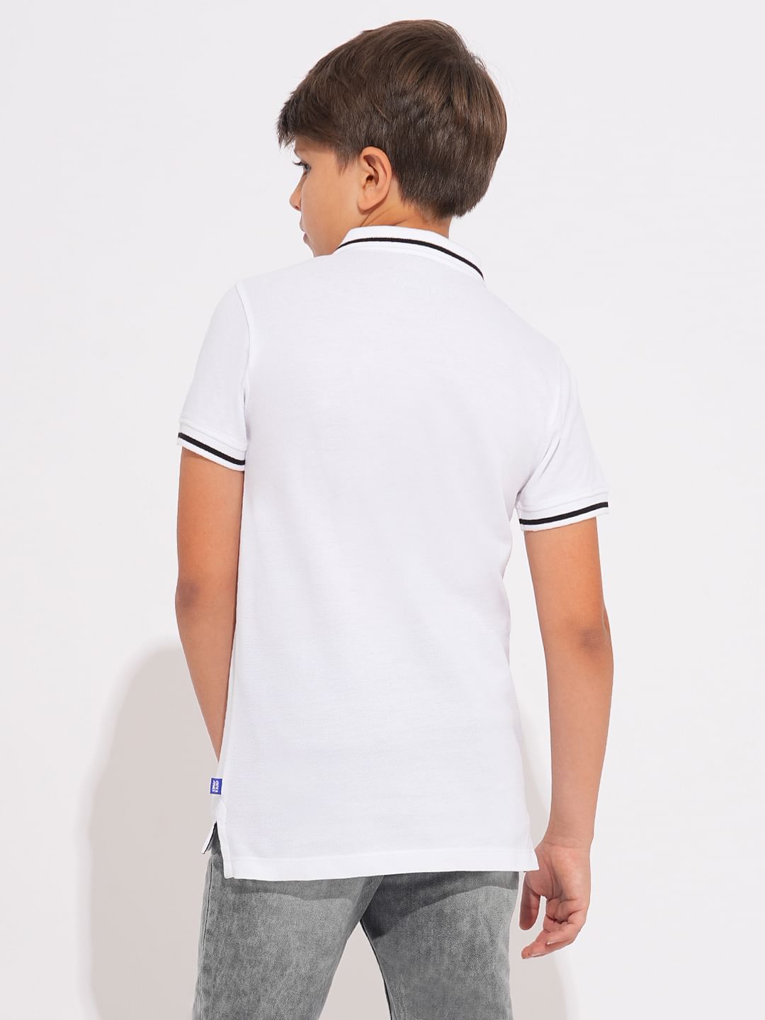 Boys White Logo Print Polo