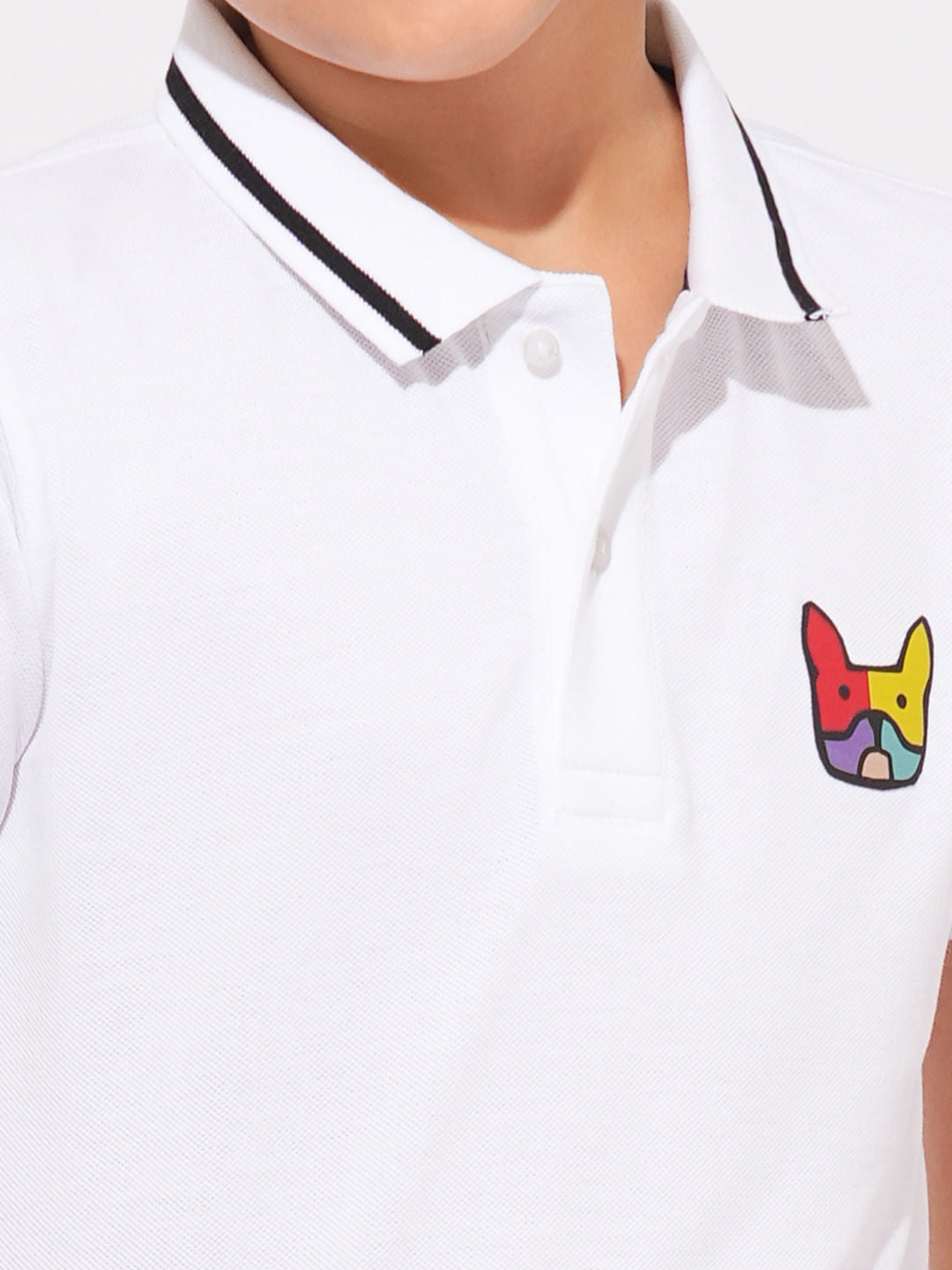 Boys White Logo Print Polo