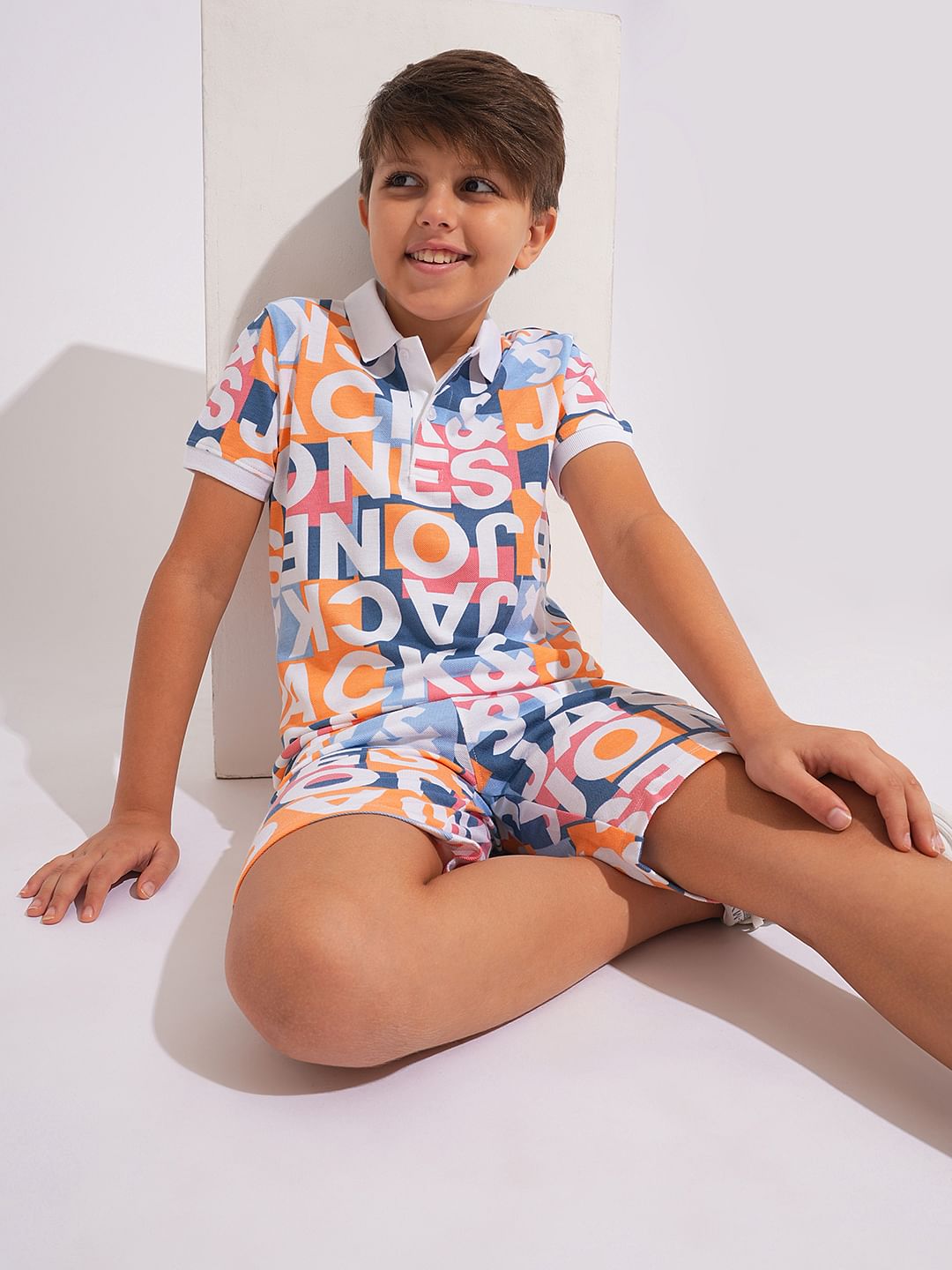 Boys Multi-Colour Printed Co-ord Set Polo