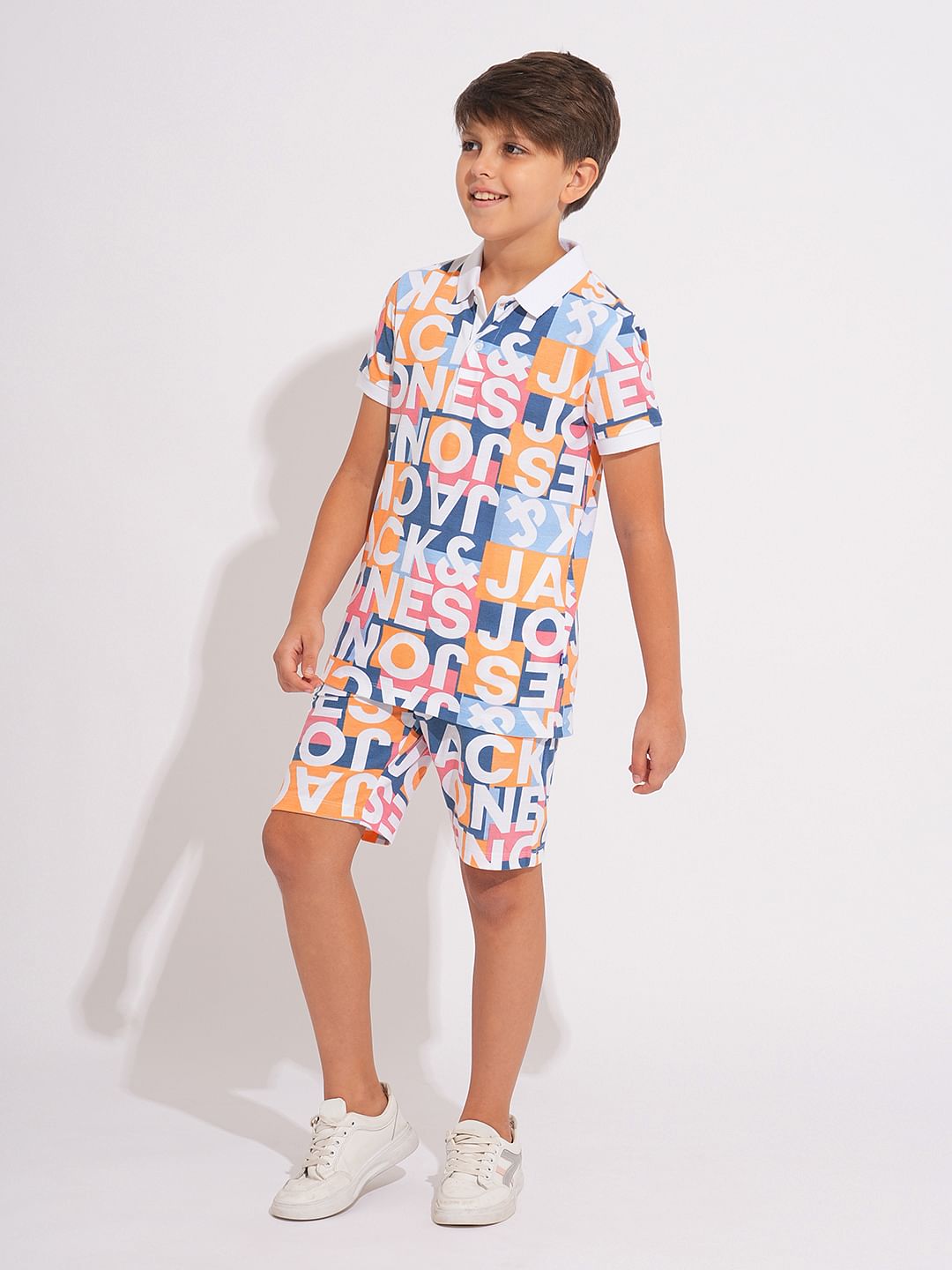 Boys Multi-Colour Printed Co-ord Set Polo