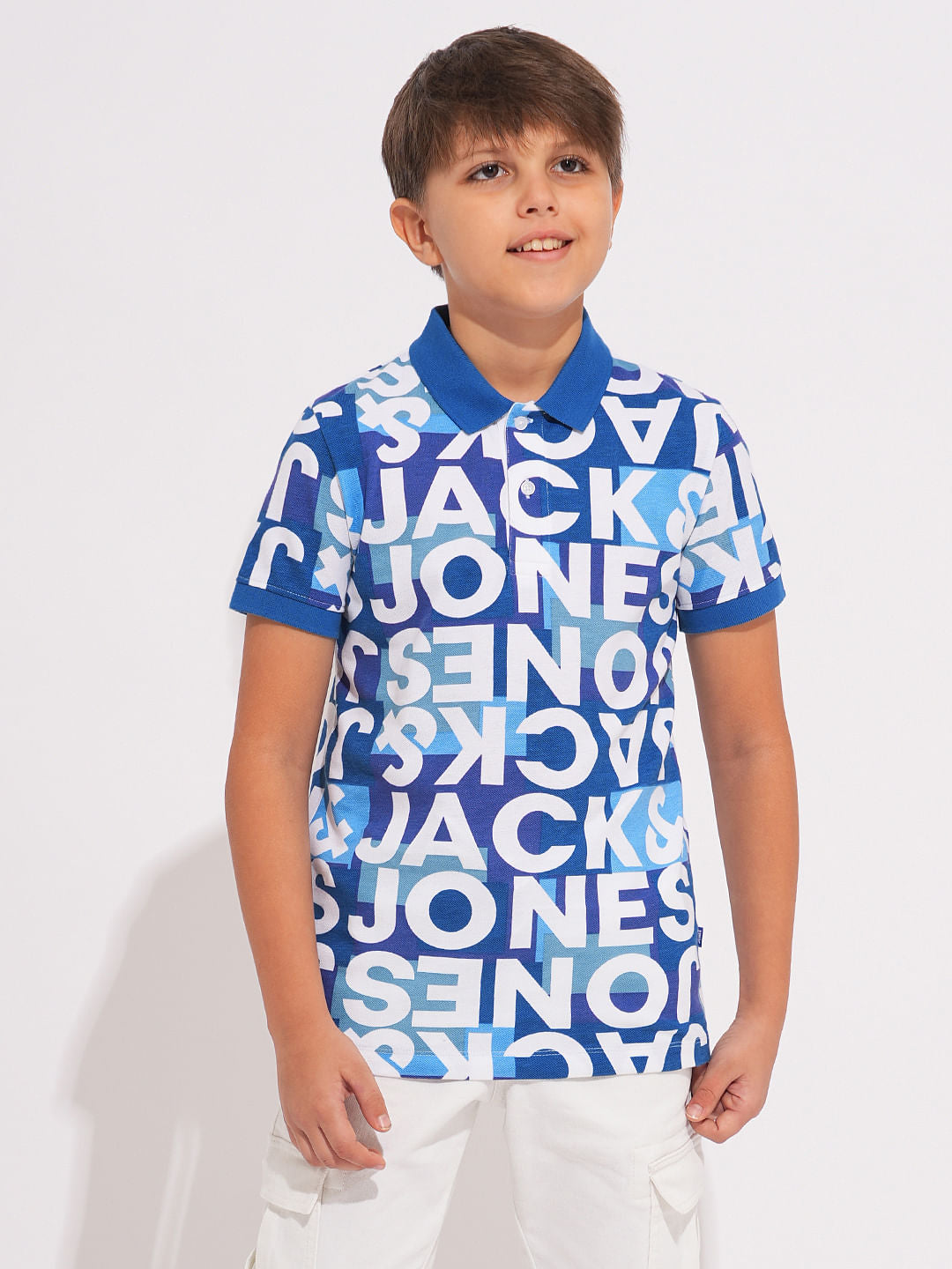 Boys Blue Printed Co-ord Set Polo