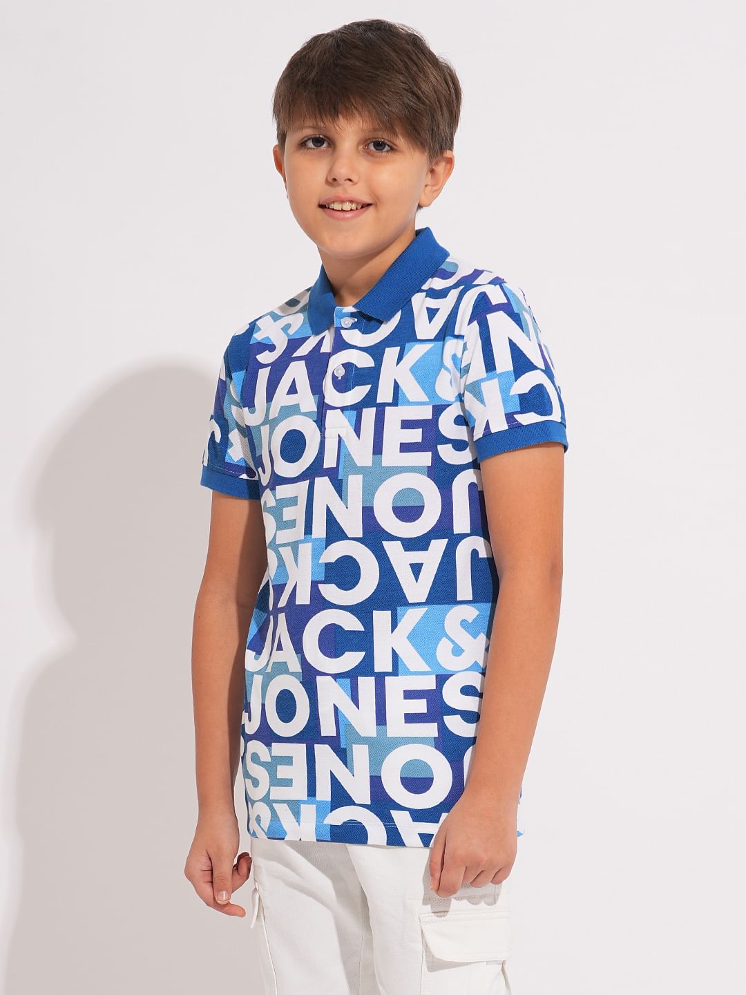 Boys Blue Printed Co-ord Set Polo