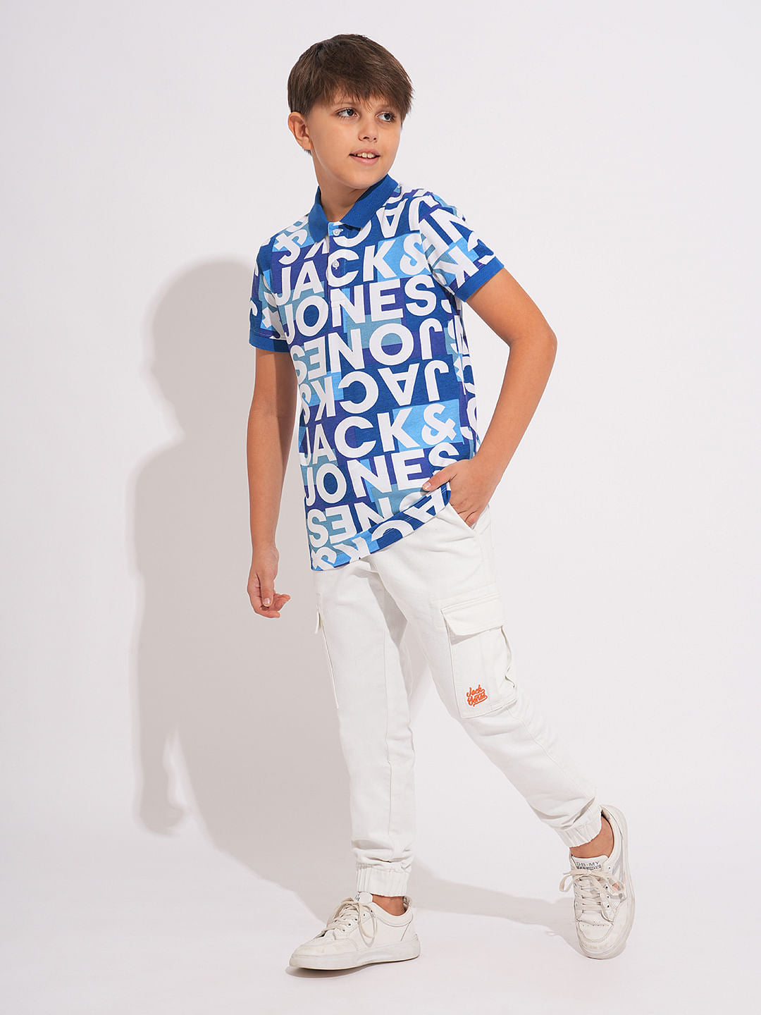 Boys Blue Printed Co-ord Set Polo