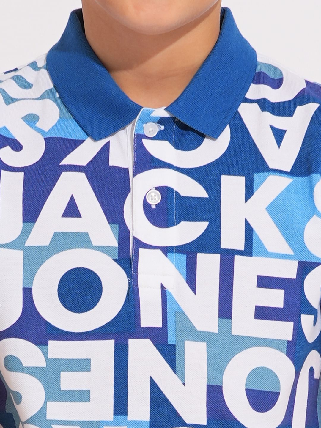 Boys Blue Printed Co-ord Set Polo