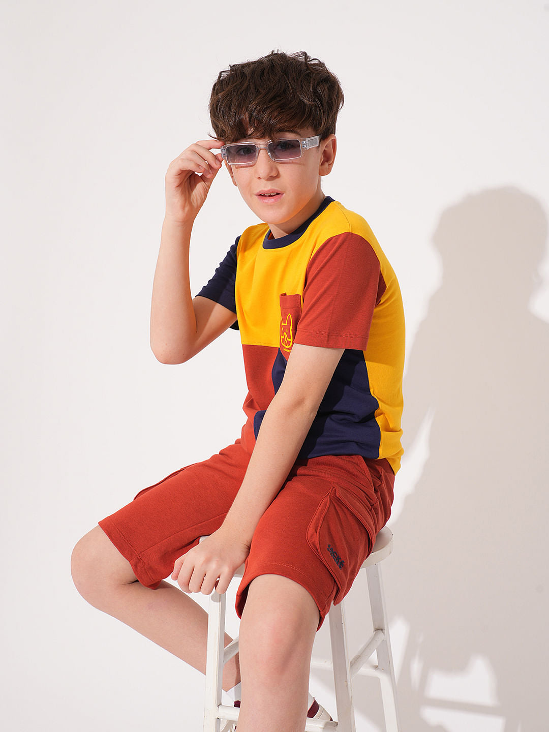 Boys Red Patch Pocket Shorts