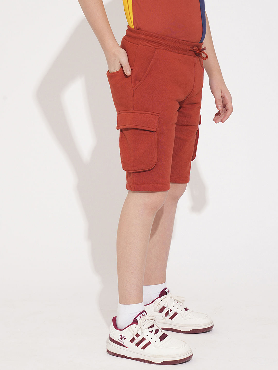 Boys Red Patch Pocket Shorts