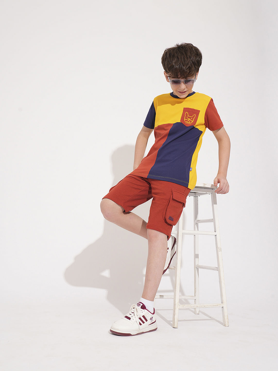 Boys Red Patch Pocket Shorts
