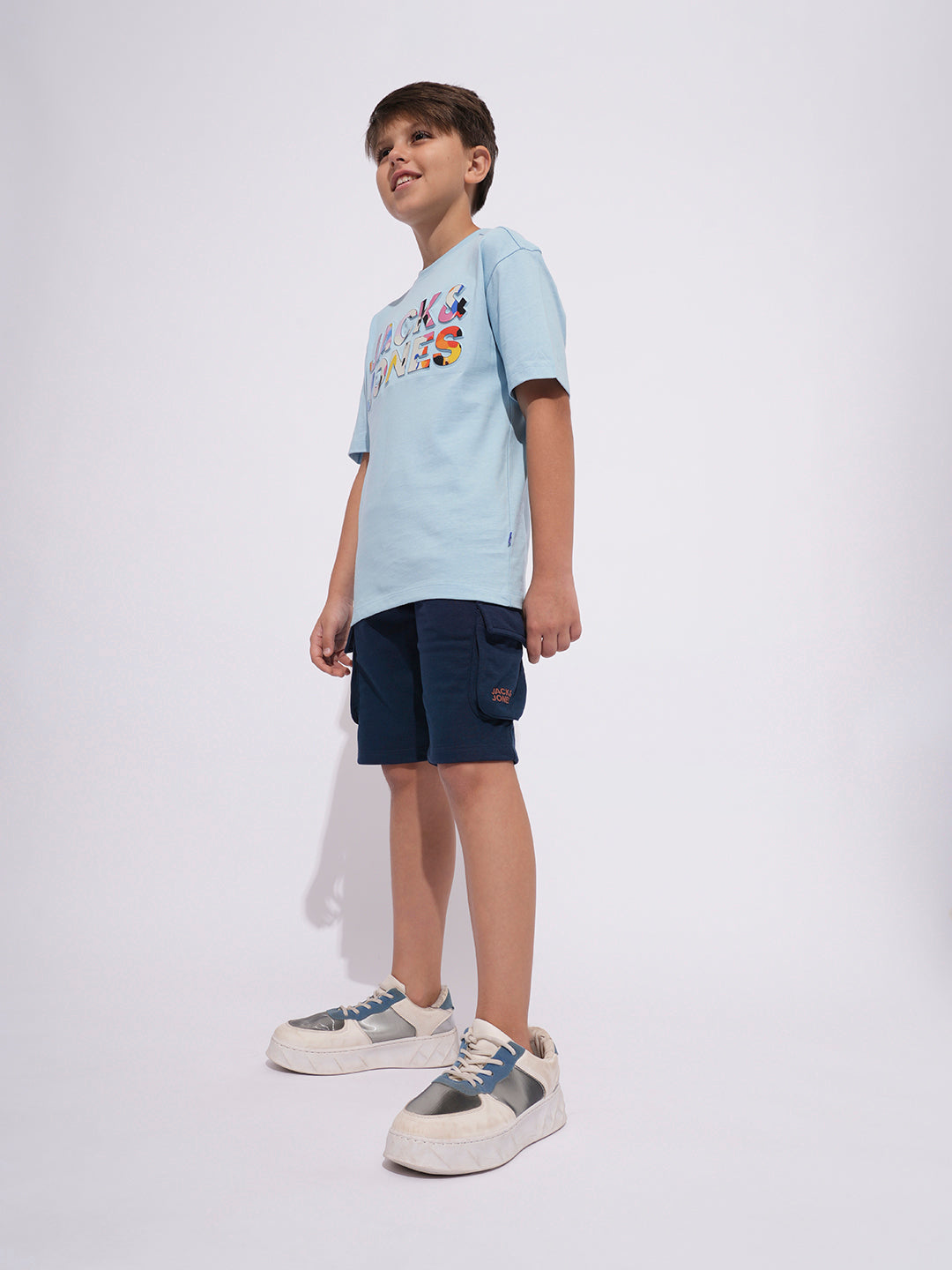 Boys Navy Drawstring Cargo Shorts