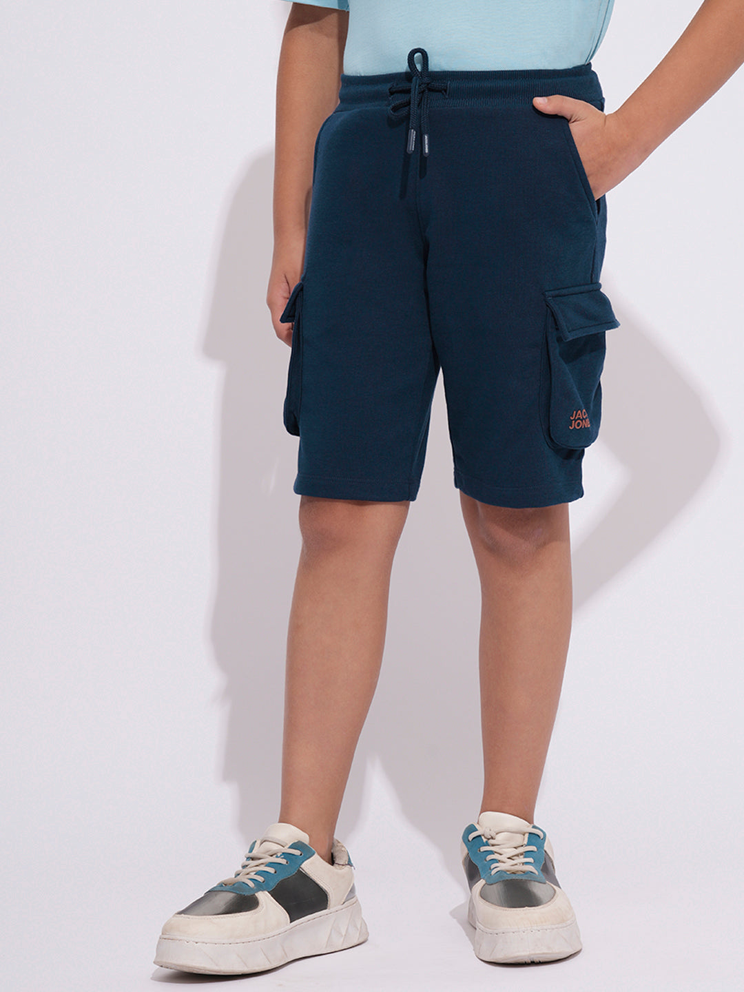 Boys Navy Drawstring Cargo Shorts