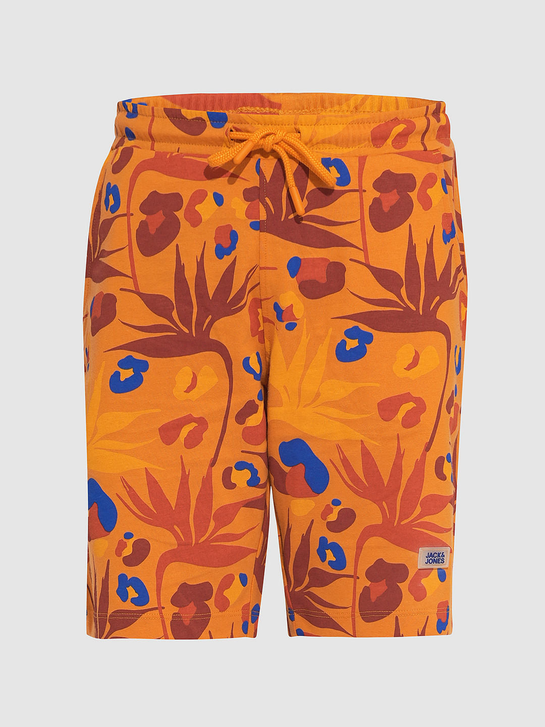 Boys Orange Fall Leaves Print Co-ord Set Shorts