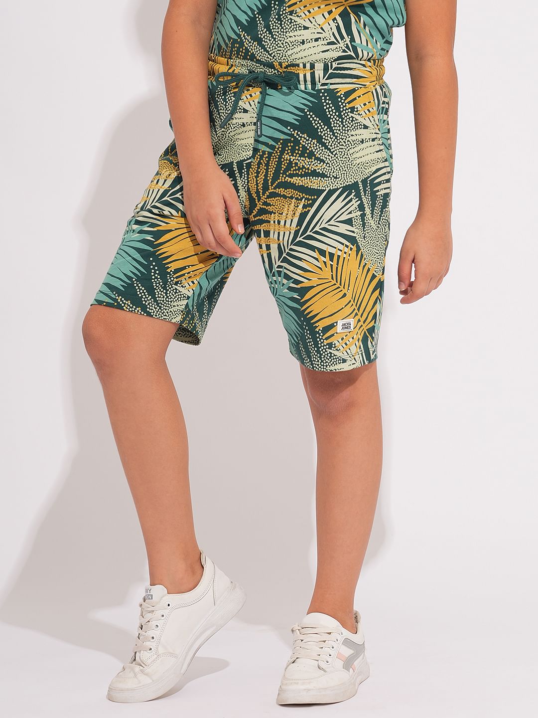 Boys Green Tropical Print Co-ord Set Shorts