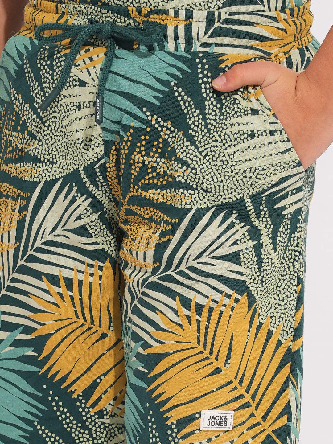 Boys Green Tropical Print Co-ord Set Shorts