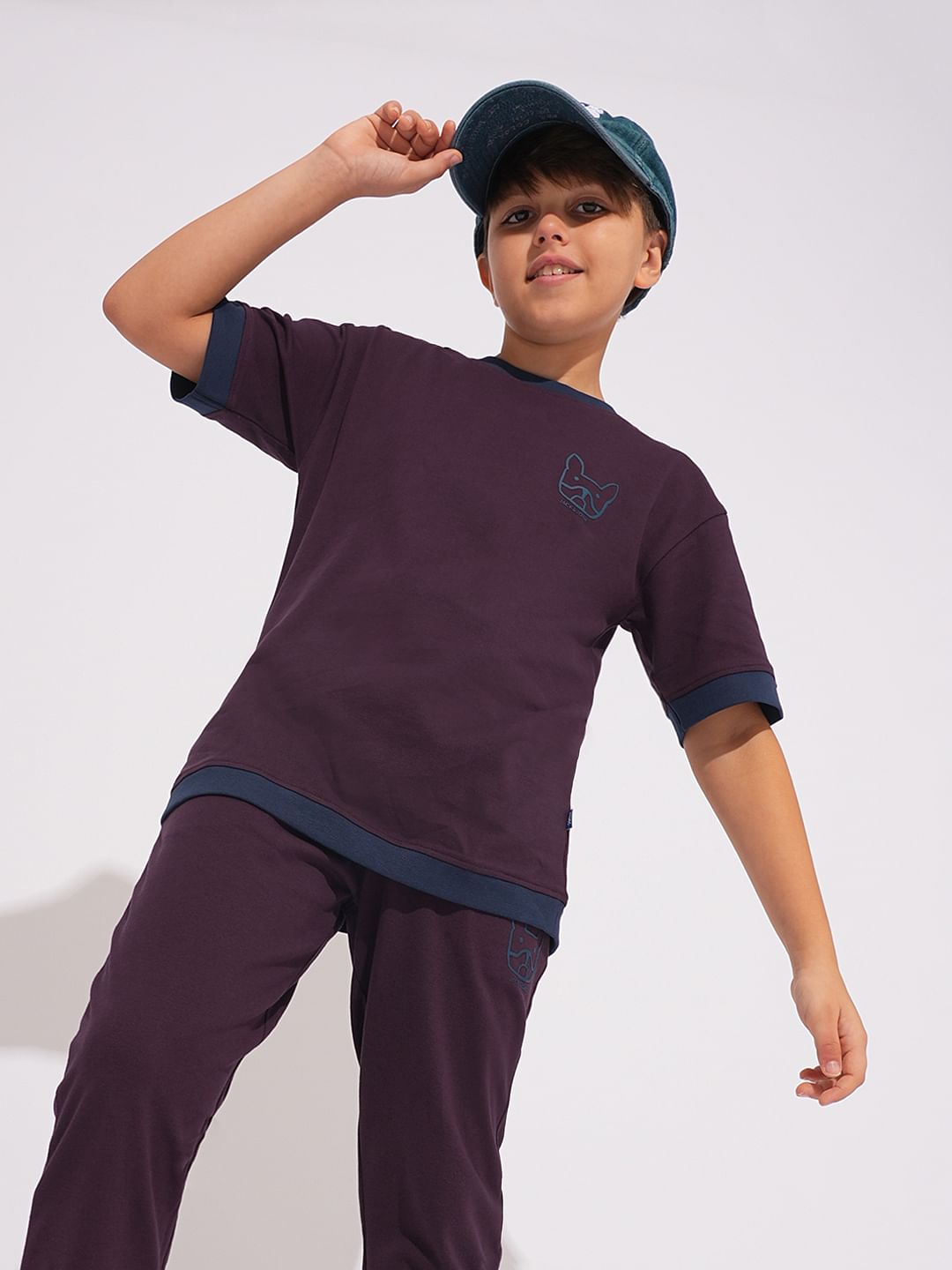 Boys Purple Co-ord Set Sweatpants