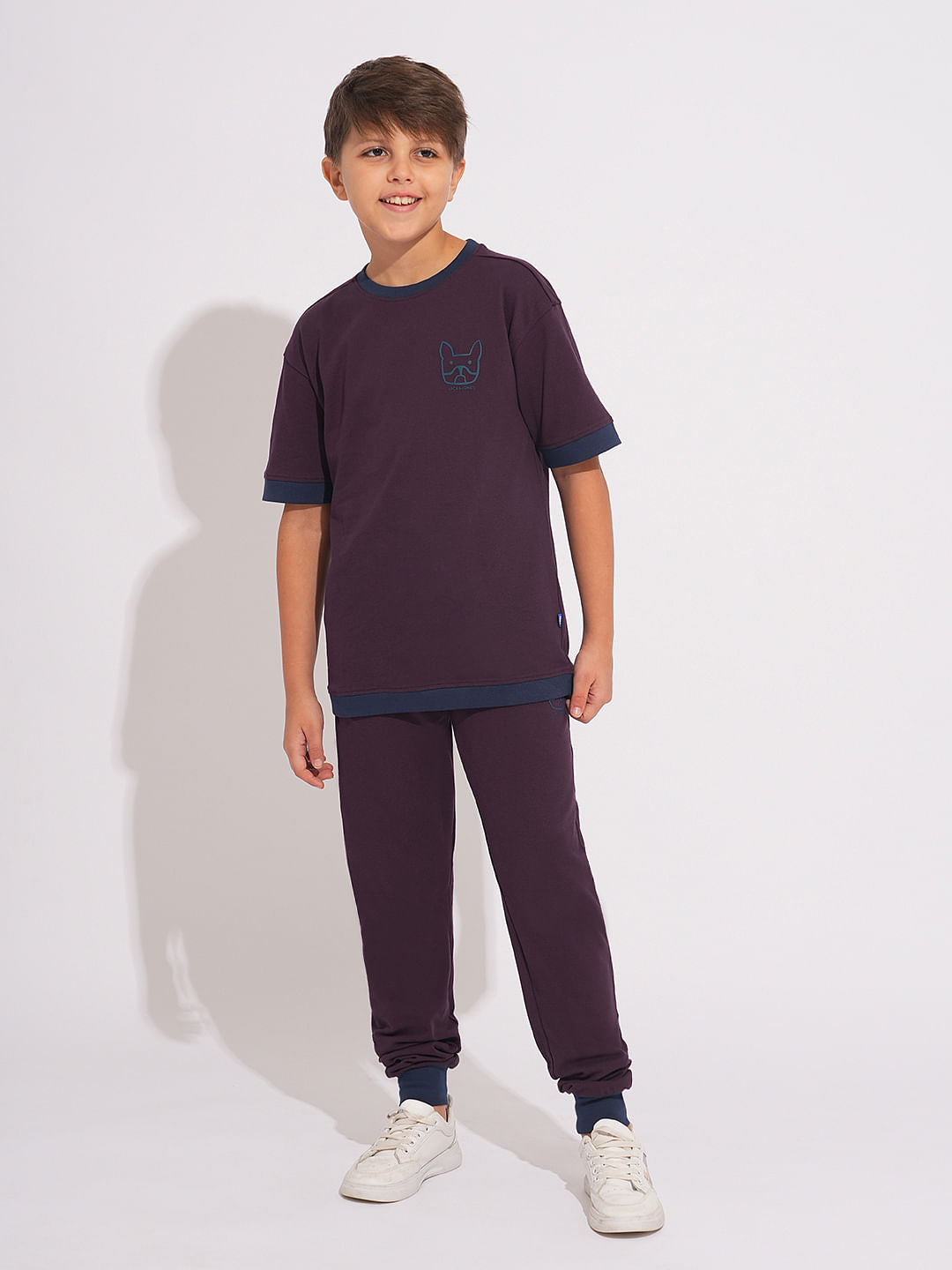 Boys Purple Co-ord Set Sweatpants