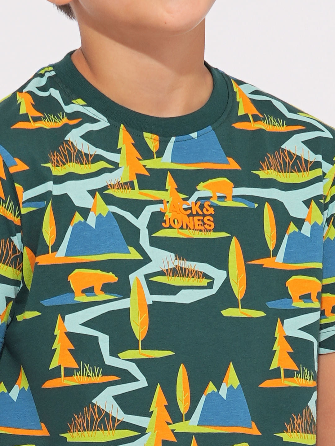 Boys Green Printed Co-ord Set T-shirt