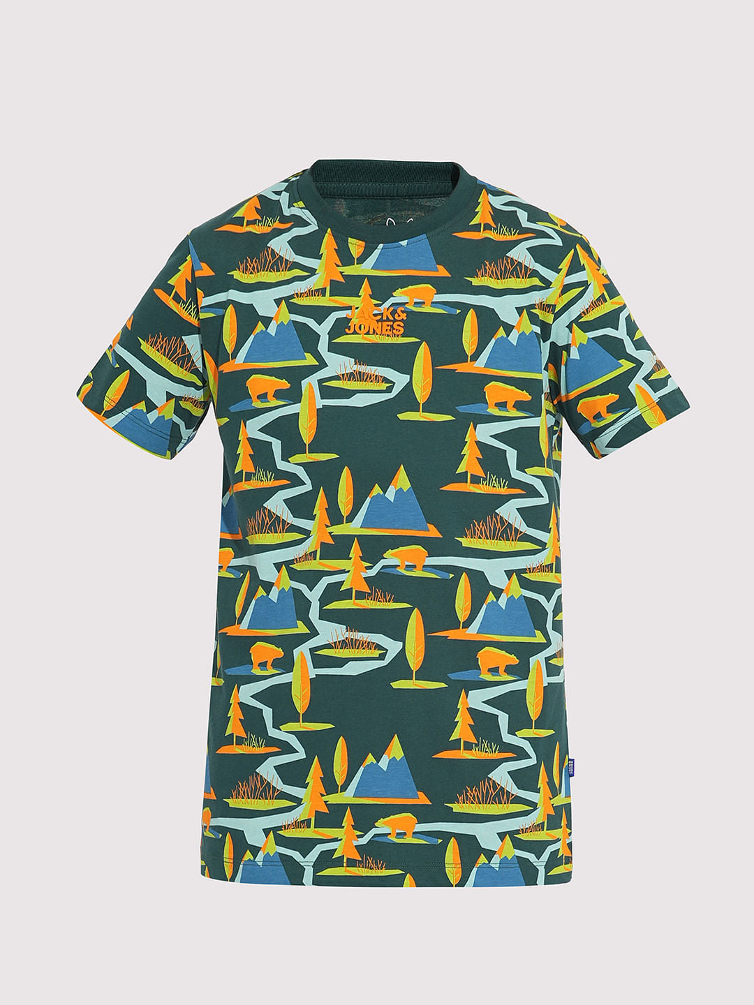 Boys Green Printed Co-ord Set T-shirt