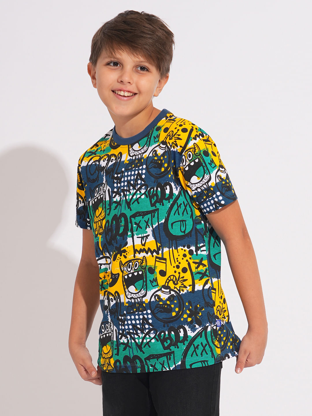 Boys Green Monster Art Print T-shirt