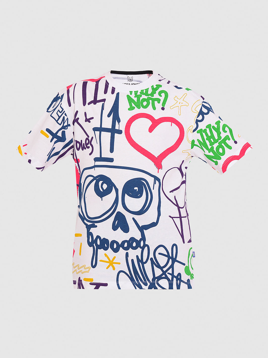 Boys White Graffiti Print T-shirt