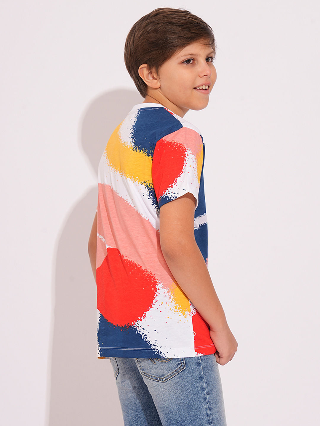 Boys White Spray Paint Print T-shirt